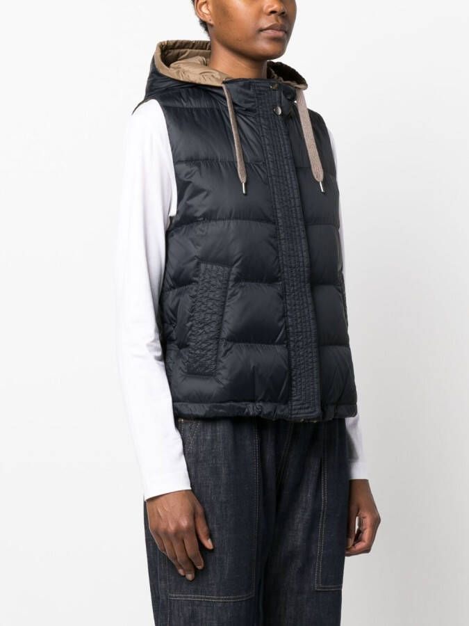 Brunello Cucinelli Bodywarmer met capuchon Blauw