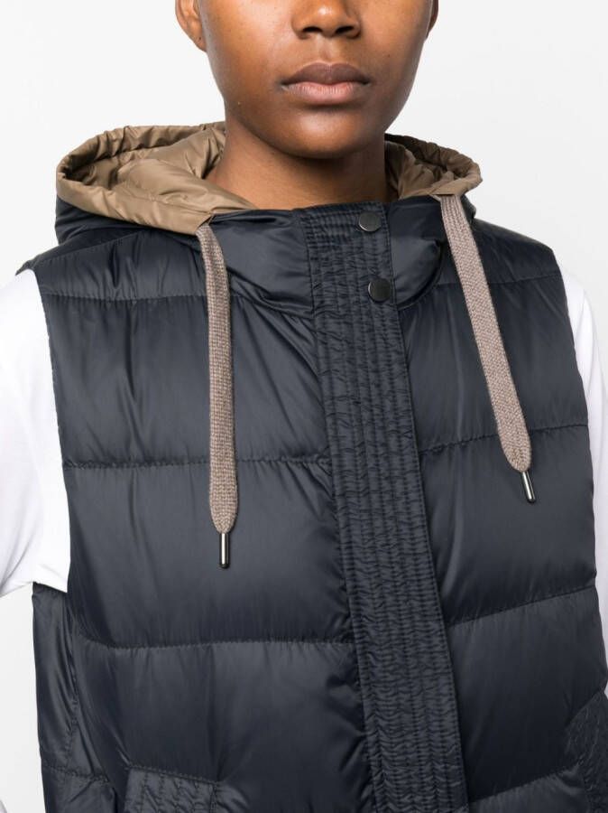 Brunello Cucinelli Bodywarmer met capuchon Blauw