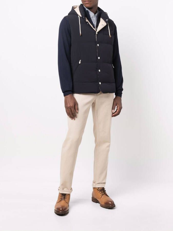 Brunello Cucinelli Bodywarmer met capuchon Blauw