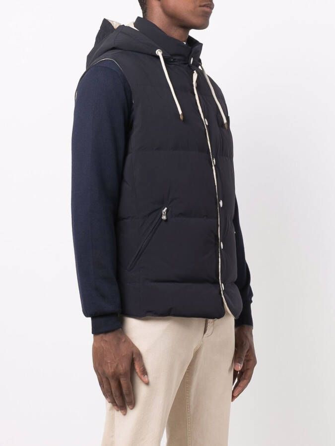 Brunello Cucinelli Bodywarmer met capuchon Blauw