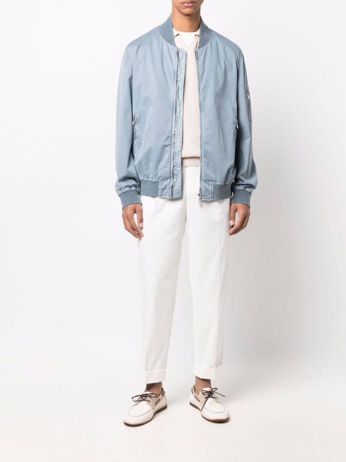 Brunello Cucinelli Bomberjack met ritszak Blauw