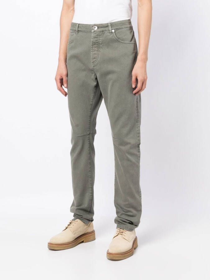 Brunello Cucinelli Broek met opgerolde zoom Groen
