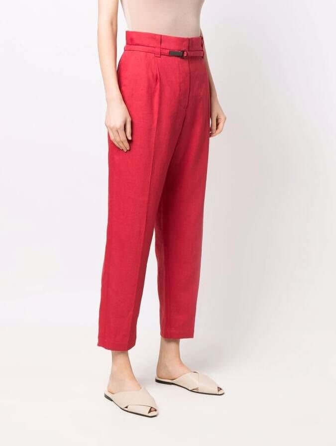 Brunello Cucinelli Broek met paperbag taille Rood