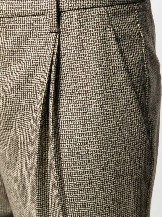Brunello Cucinelli Broek met pied-de-poule print Bruin