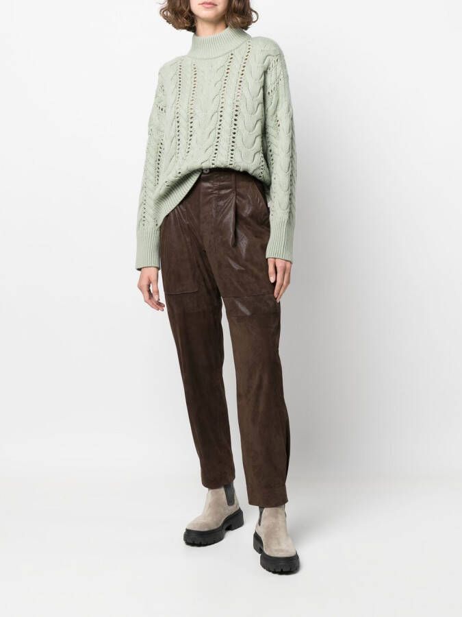Brunello Cucinelli Broek met toelopende pijpen Bruin