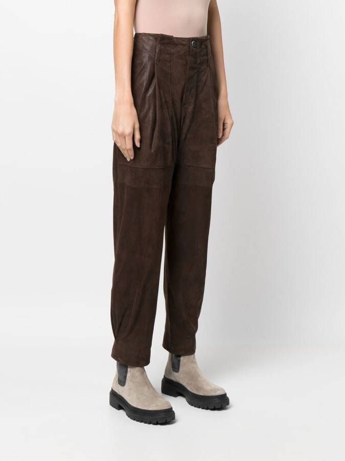 Brunello Cucinelli Broek met toelopende pijpen Bruin