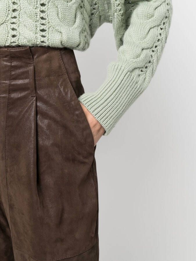 Brunello Cucinelli Broek met toelopende pijpen Bruin