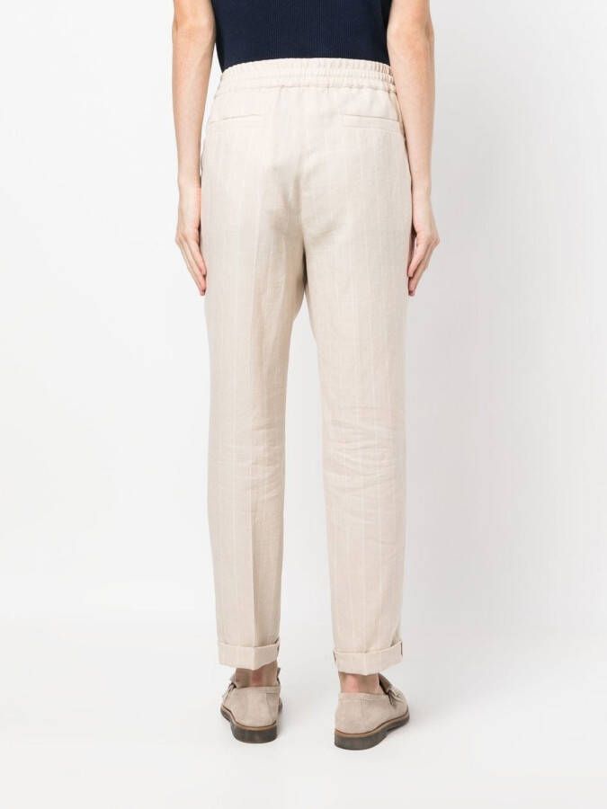 Brunello Cucinelli Broek met trekkoordtaille Beige