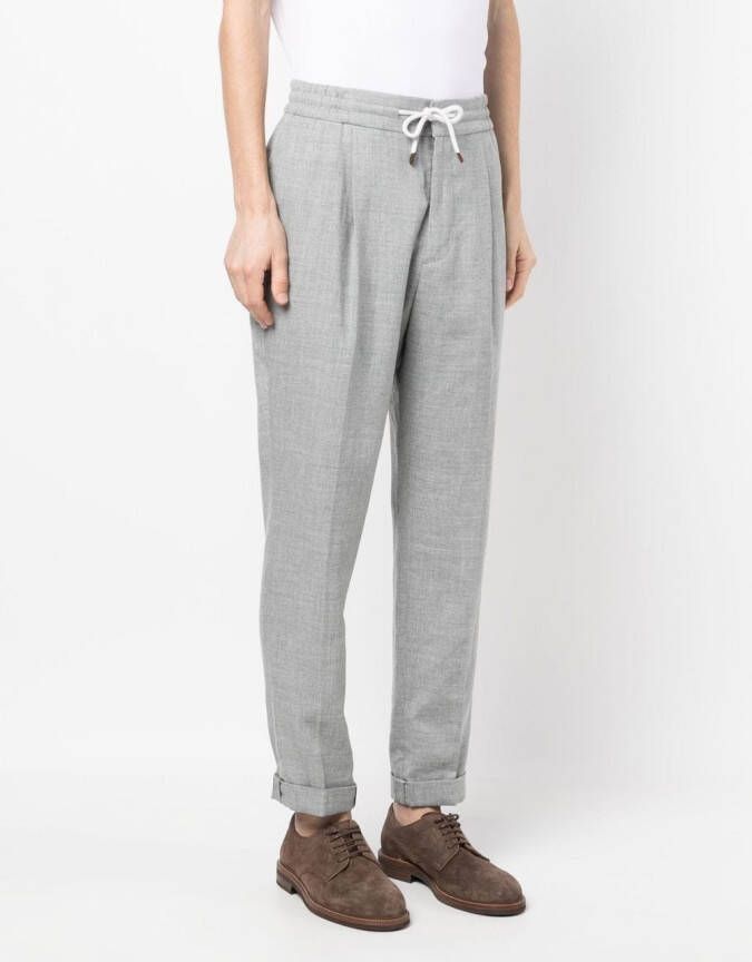 Brunello Cucinelli Broek met trekkoordtaille Grijs