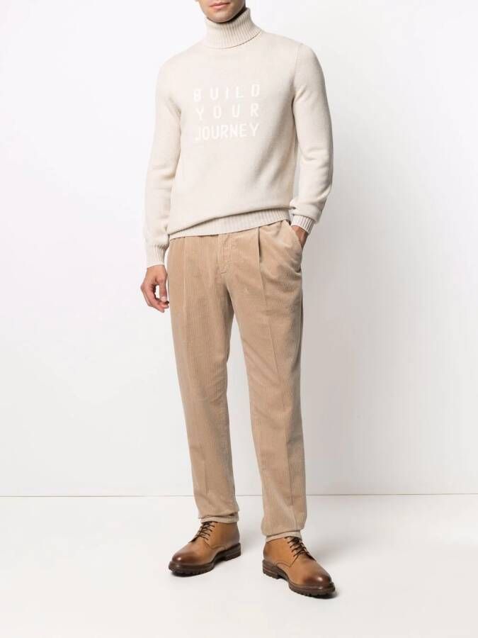 Brunello Cucinelli Broek met verlaagd kruis Beige