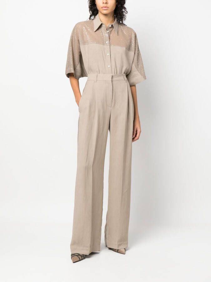 Brunello Cucinelli Broek met wijde pijpen Beige