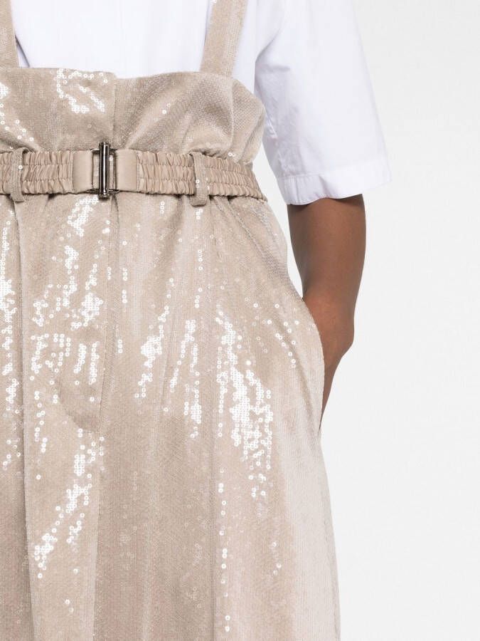 Brunello Cucinelli Broek verfraaid met pailletten Beige
