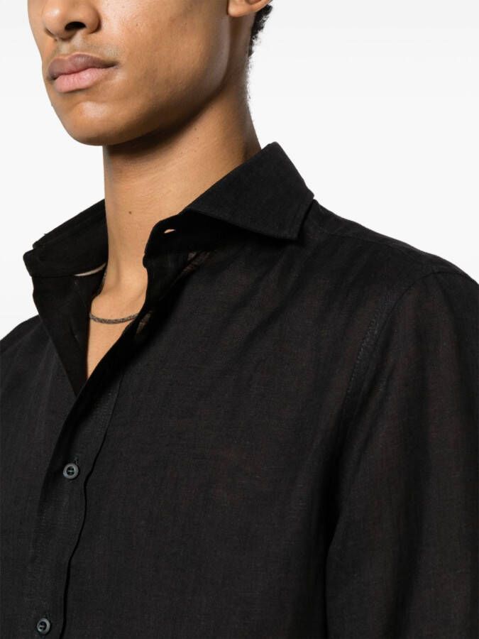 Brunello Cucinelli Chambray overhemd Zwart