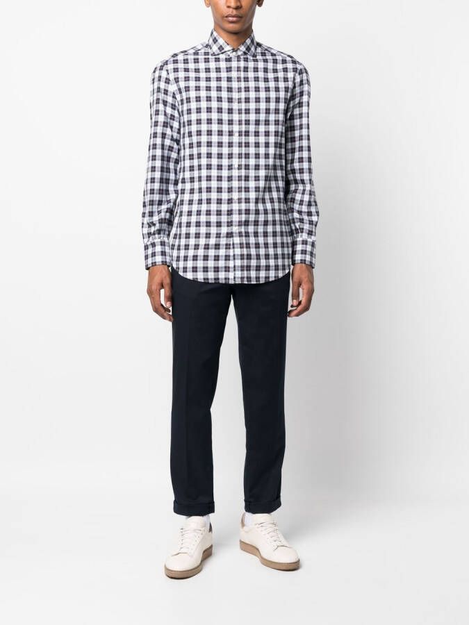 Brunello Cucinelli Geruit overhemd Blauw