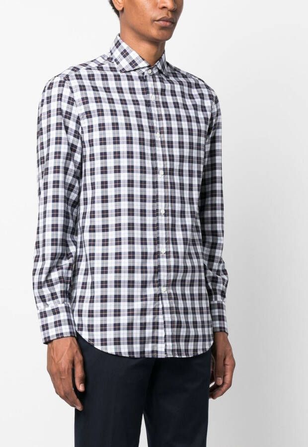 Brunello Cucinelli Geruit overhemd Blauw