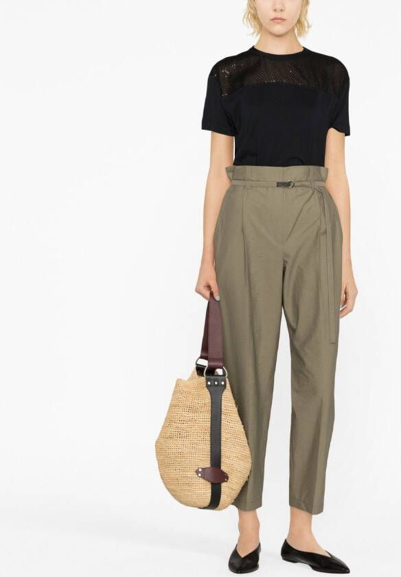 Brunello Cucinelli Broek met paperbag taille Groen