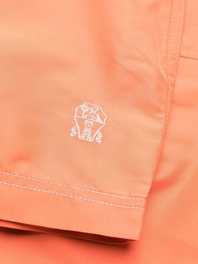 Brunello Cucinelli Zwembroek met elastisch trekkoord Oranje