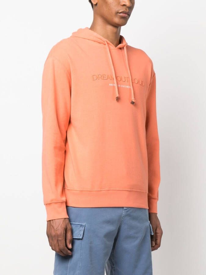Brunello Cucinelli Hoodie met geborduurde tekst Oranje