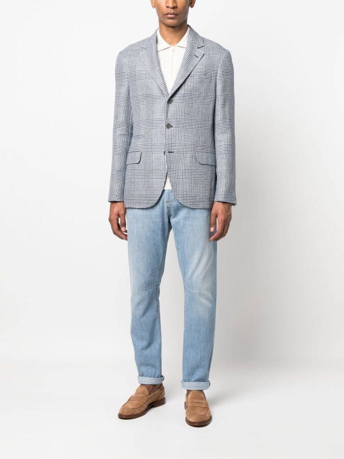 Brunello Cucinelli Fijngebreid poloshirt Blauw