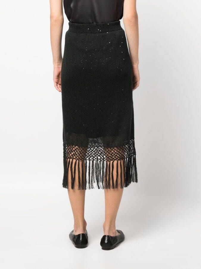 Brunello Cucinelli Midi-rok met franje Grijs