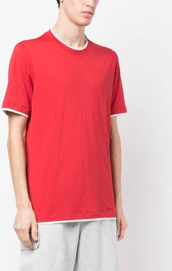 Brunello Cucinelli Gelaagd T-shirt Rood