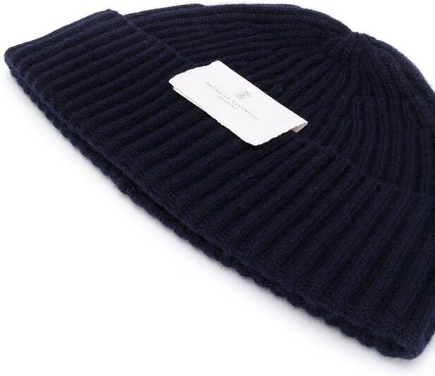 Brunello Cucinelli Geribbelde muts Blauw