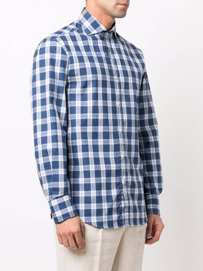 Brunello Cucinelli Geruit overhemd Blauw