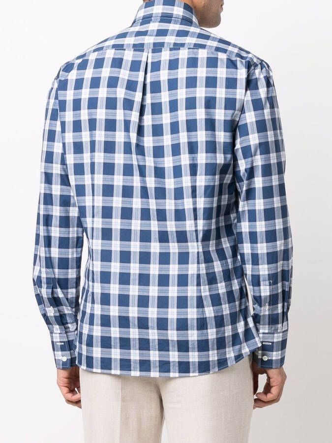 Brunello Cucinelli Geruit overhemd Blauw