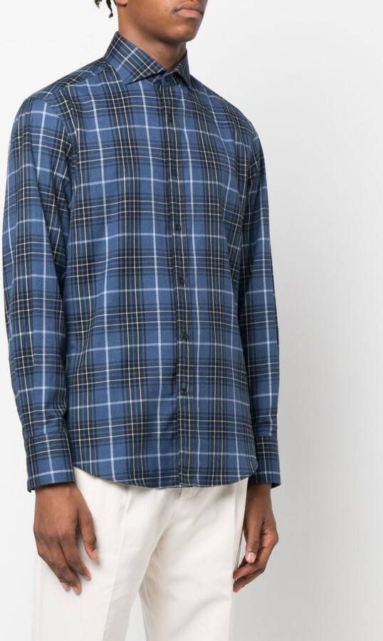 Brunello Cucinelli Geruit overhemd Blauw