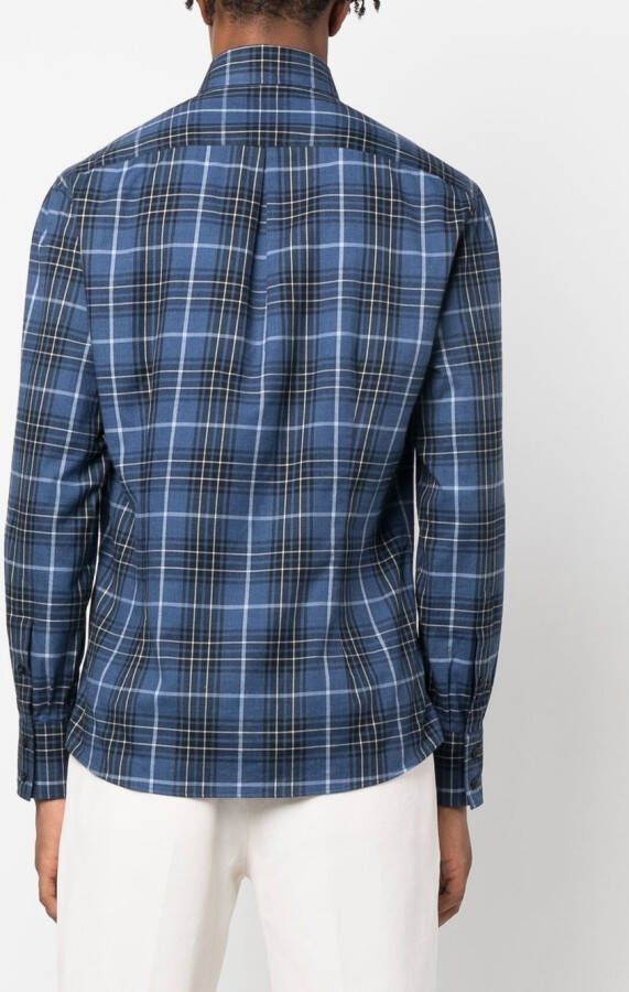 Brunello Cucinelli Geruit overhemd Blauw