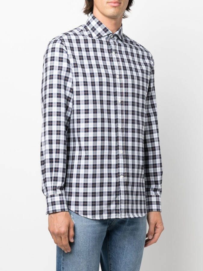 Brunello Cucinelli Geruit overhemd Blauw