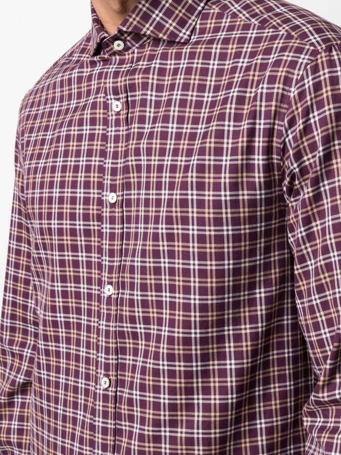 Brunello Cucinelli Geruit overhemd Paars