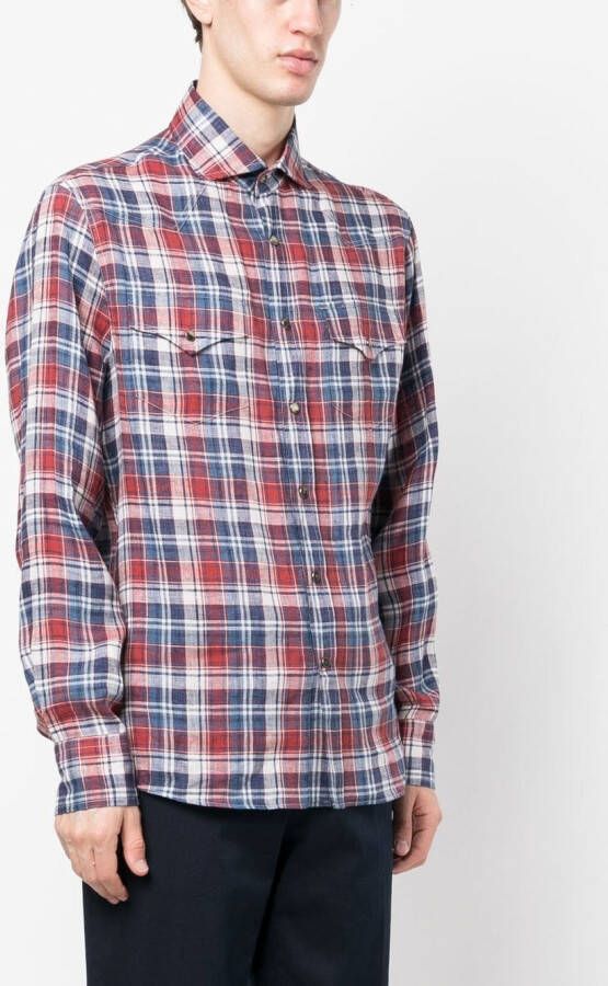 Brunello Cucinelli Geruit overhemd Rood