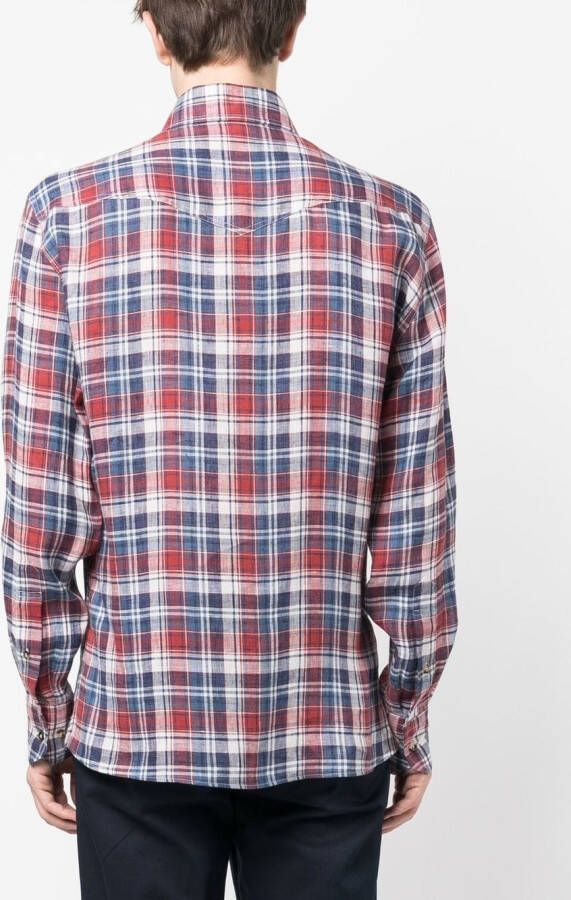 Brunello Cucinelli Geruit overhemd Rood