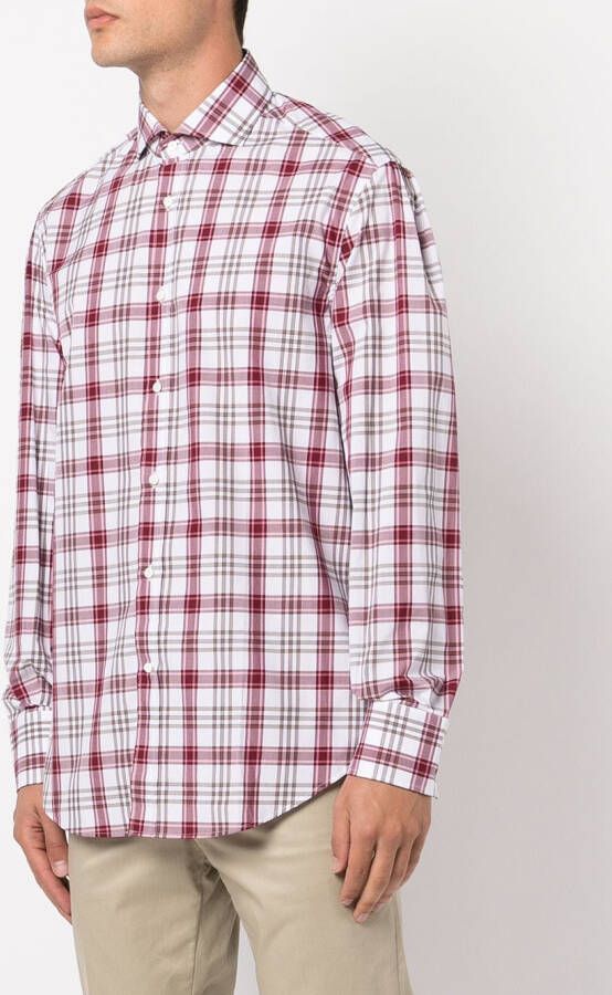 Brunello Cucinelli Geruit overhemd Rood