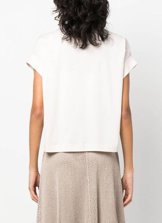Brunello Cucinelli Geruit T-shirt Beige