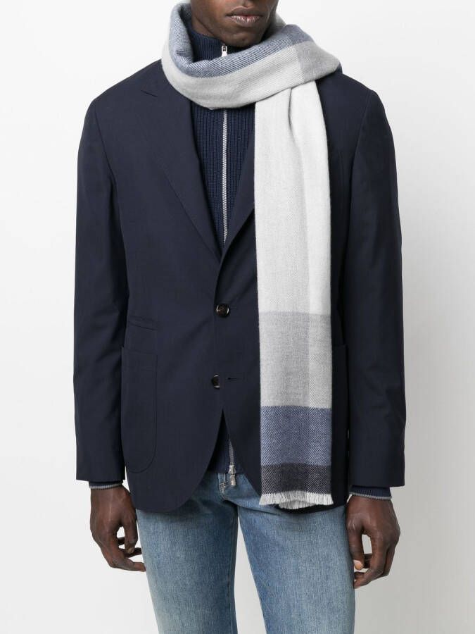 Brunello Cucinelli Geruite sjaal Blauw