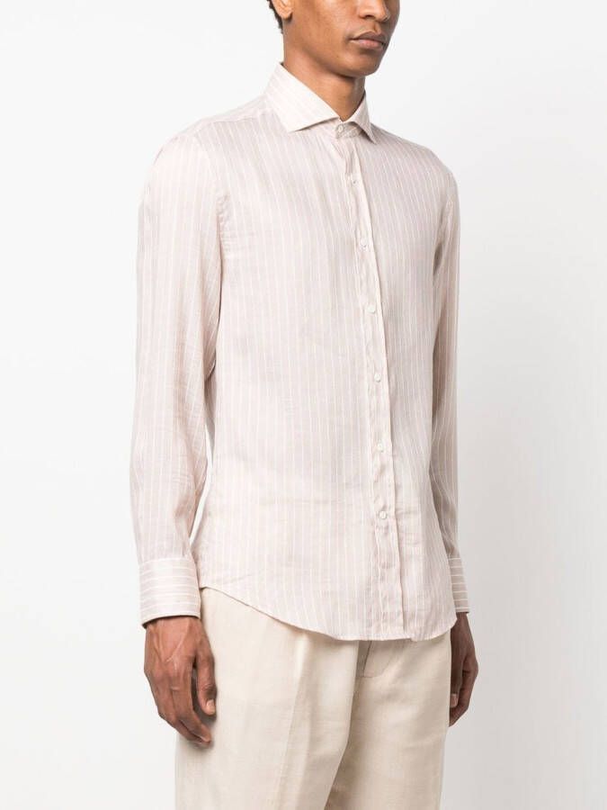 Brunello Cucinelli Gestreept overhemd Beige