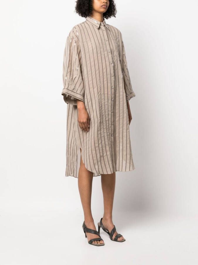 Brunello Cucinelli Gestreepte blousejurk Beige