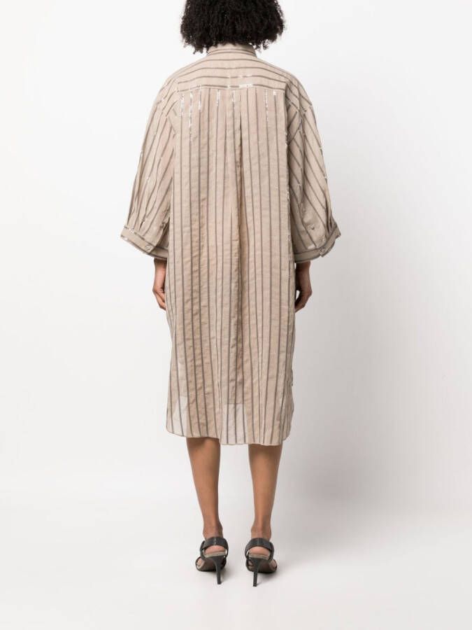 Brunello Cucinelli Gestreepte blousejurk Beige
