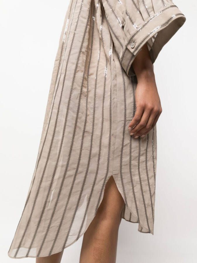 Brunello Cucinelli Gestreepte blousejurk Beige