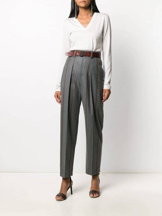 Brunello Cucinelli Gestreepte broek Grijs