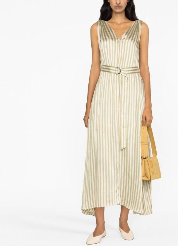 Brunello Cucinelli Gestreepte midi-jurk Groen