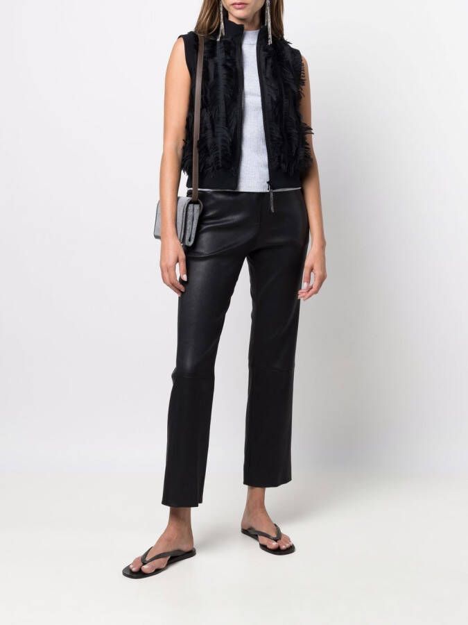 Brunello Cucinelli Gilet met franje Zwart