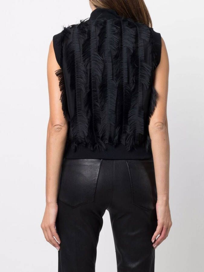 Brunello Cucinelli Gilet met franje Zwart