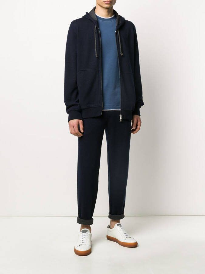 Brunello Cucinelli Hoodie met rits Blauw
