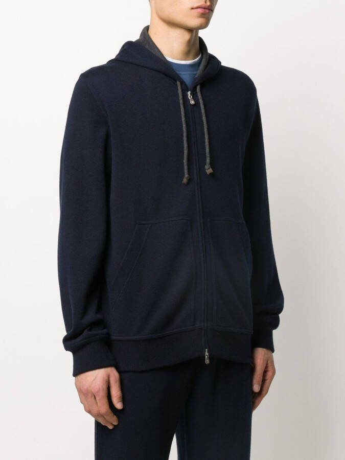 Brunello Cucinelli Hoodie met rits Blauw