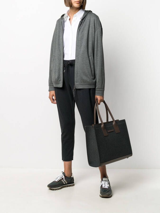 Brunello Cucinelli Hoodie met rits Grijs