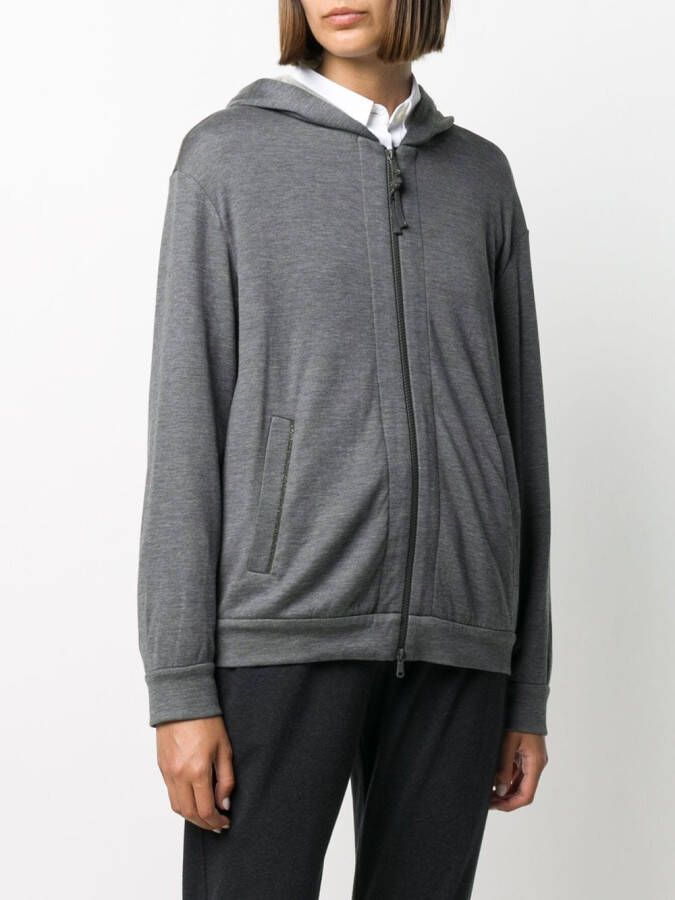 Brunello Cucinelli Hoodie met rits Grijs