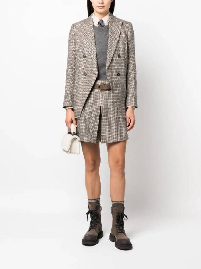 Brunello Cucinelli Skort met pied-de-poule print Beige